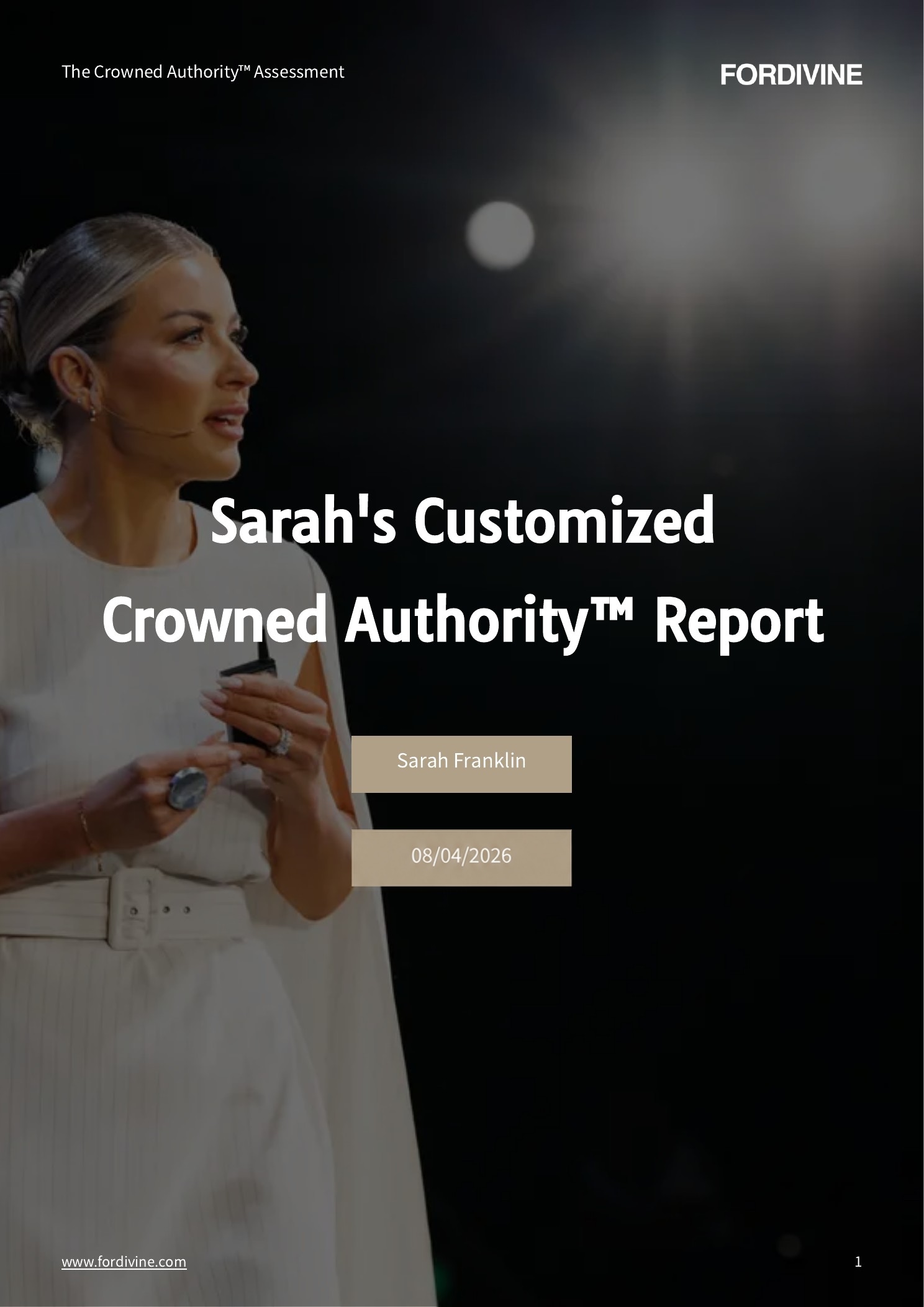 Example cover of a personalized Crowned Authority Assessment report
