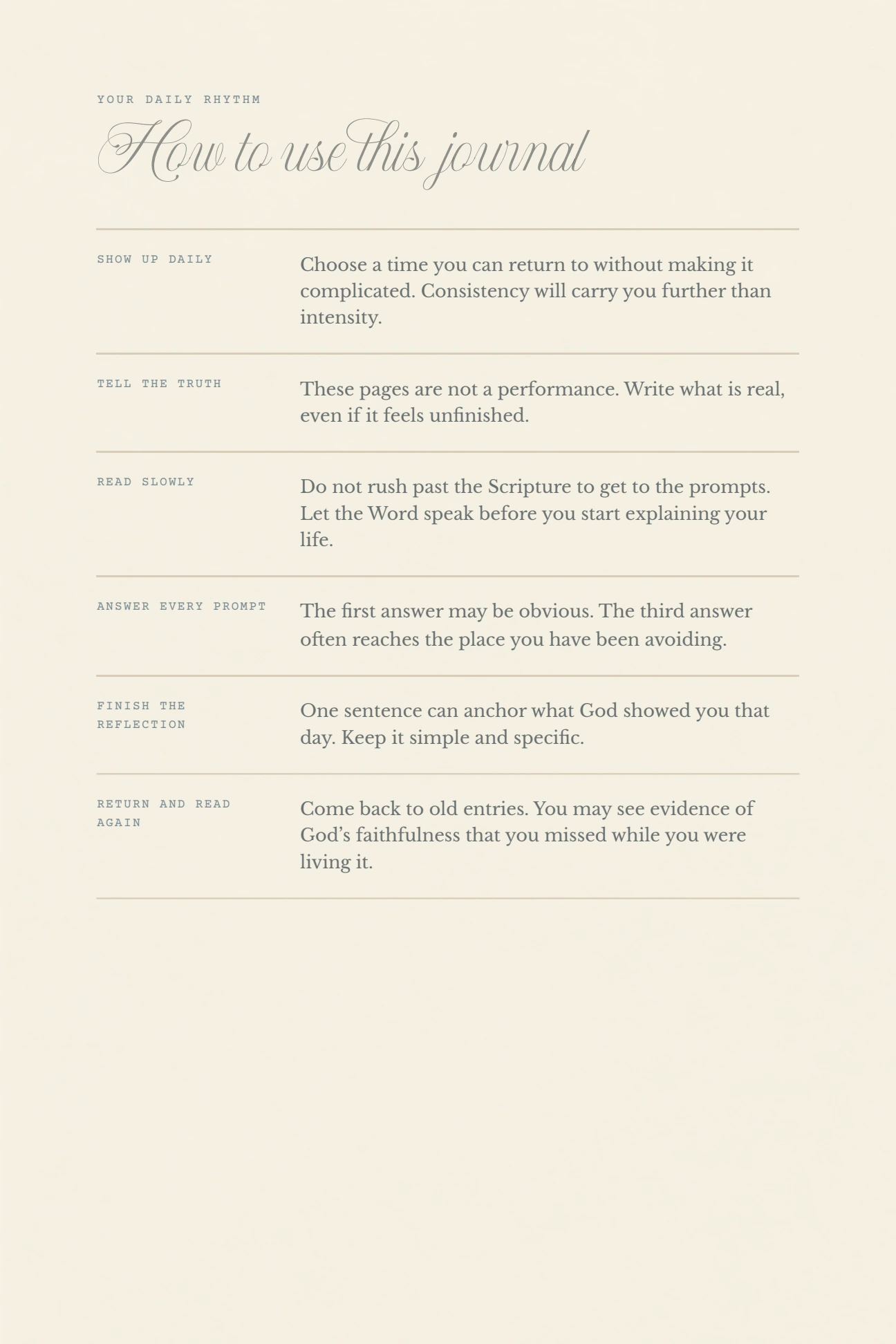 Faithfully Found journal, page 5: How to use this journal