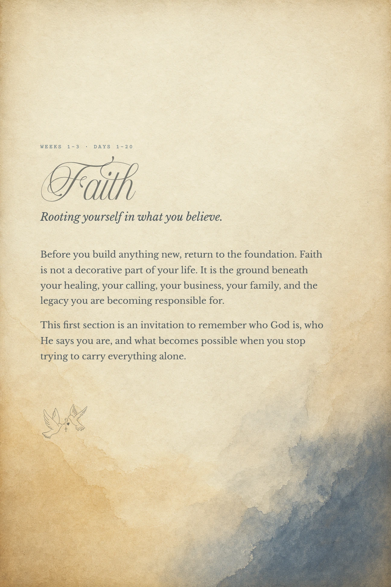 Faithfully Found journal, page 7: Faith: the first movement
